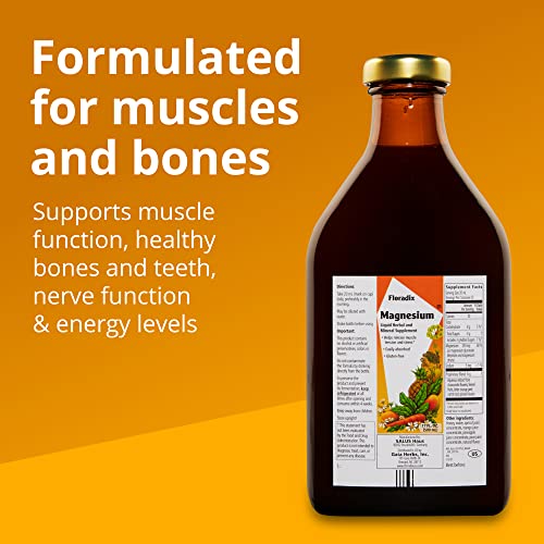 Floradix Magnesium Liquid Supplement - Supports Muscle & Bone Health, Non-GMO, 17 Fl Oz