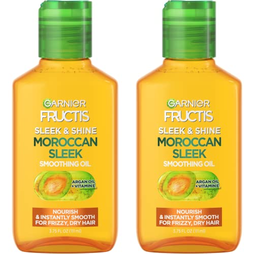 Garnier Fructis Hair Oil - Anti-Frizz Treatment with Argan Oil for Softness, 3.75 Fl Oz, 2 Count