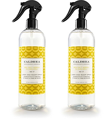 Caldrea Sea Salt Neroli Linen & Room Spray - Fresh Scent, Plant-Derived Ingredients - 16oz, 2-Pack