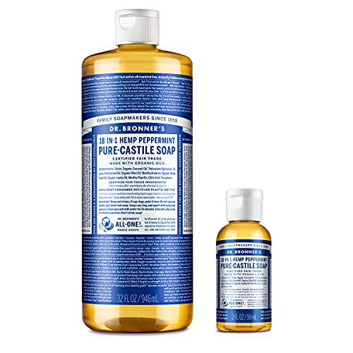 Dr. Bronner's Pure-Castile Liquid Soap - Organic Oils, 18-in-1 Uses, Vegan, 32oz