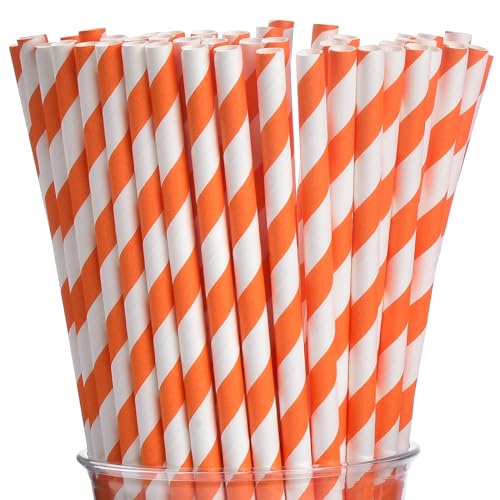 ALINK Drinking Straw & Stirrer Set - Biodegradable, Food Safe, Durable Paper Straws - 100 Count