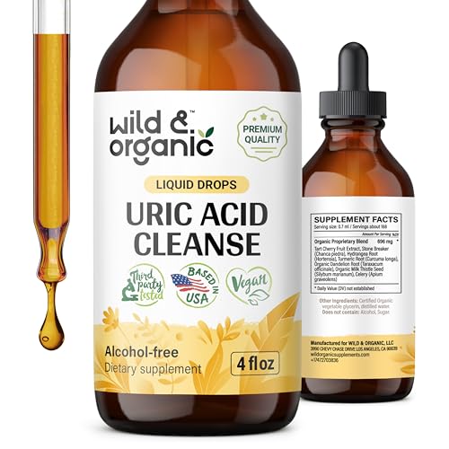 Wild & Organic Uric Acid Cleanse Drops - Herbal Blend for Detox Support, Vegan - 4 oz