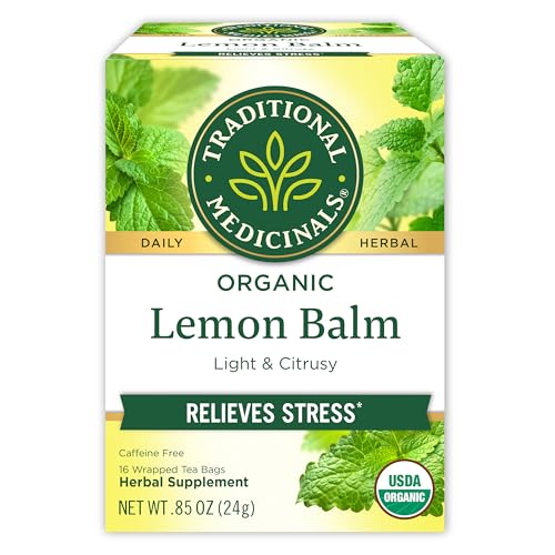 Traditional Medicinals Organic Lemon Balm Herbal Tea - Calming, Digestive Support - 16 Bags