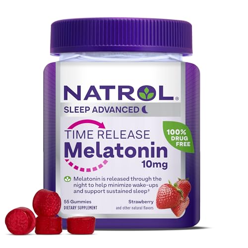 Natrol Sleep Supplement - 10mg Time Release Melatonin for Restful Sleep, Strawberry Gummies - 55ct