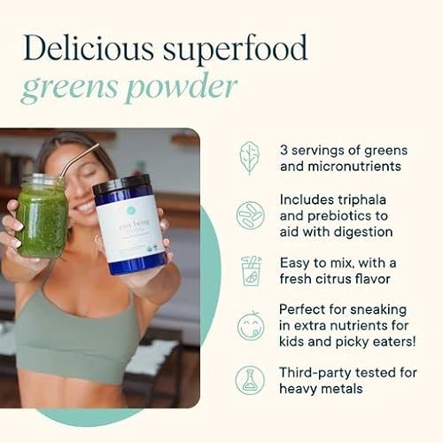 Ora Organic Greens Powder - Boost Energy & Detox, 20+ Superfoods, Citrus Flavor - 30 Servings