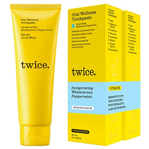 Twice Toothpaste - Whitening for Sensitive Teeth, Fluoride & Cavity Protection - 2-Pack