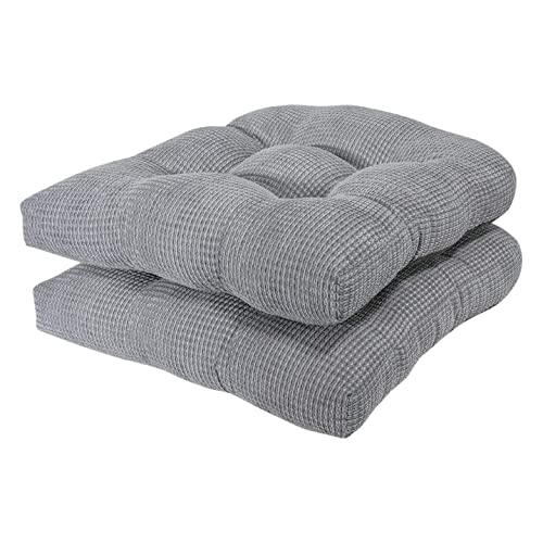 Arlee Memory Foam Chair Pads - Fluffy Comfort, Reprocessed Materials - 2 Pack, Alloy Gray