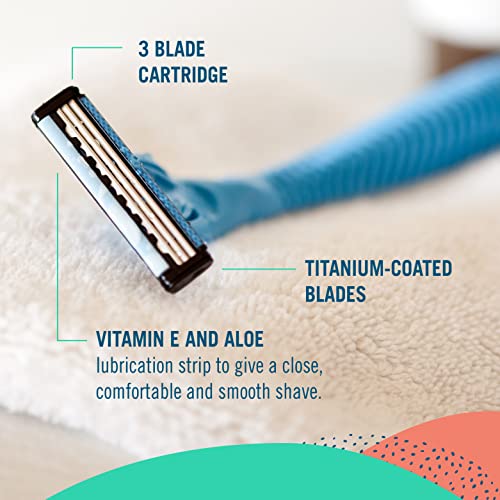 Preserve Shave 3 Razor Cartridge - Titanium-Coated Blades, Vitamin E & Aloe - 24 Count