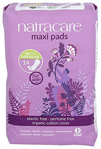 Natracare Menstrual Pads - Plastic-Free, Natural & Biodegradable, 14 Pads in Plant-Based Bag