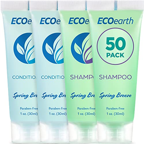 EcoEarth Travel Shampoo & Conditioner Set - Cruelty-Free, TSA-Approved, Spring Breeze - 100 pcs