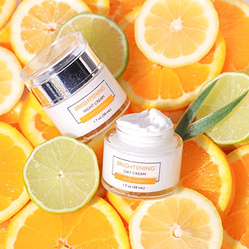 SpaScriptions Brightening Vitamin C Moisturizer Set - Collagen & Retinol, 2 Jars, 1.7oz Each