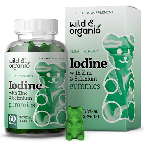 Wild & Organic Iodine Gummies - Immune Support with Zinc & Selenium, Vegan - 60 Pectin Gummies