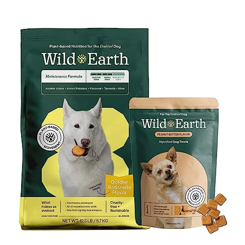 Wild Earth Dog Food & Treats Bundle - High-Protein, Heart Health Support, 12.5lb + Peanut Butter