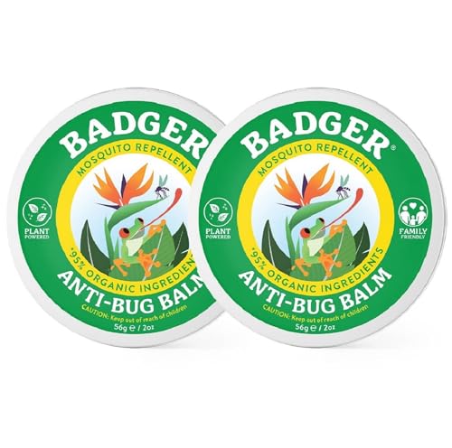 Badger Bug Repellent - Organic Mosquito Protection, Family Friendly Balm, 2oz Travel Size (2 Pack)