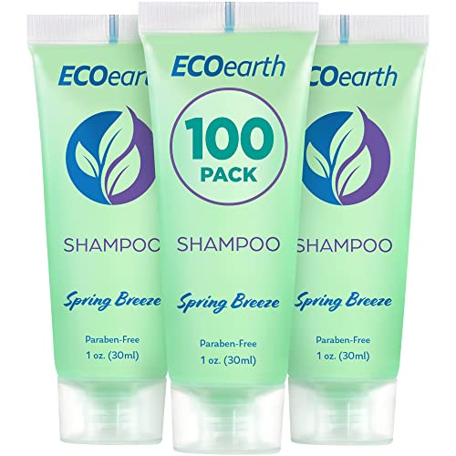 EcoEarth Hotel Shampoo - Refreshing Spring Breeze, Cruelty-Free, TSA-Approved - 100 Pack, 1 fl oz