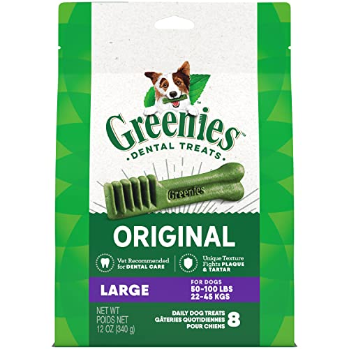 Greenies Original Large Dog Treats - Dental Care, Nutrient-Rich, Vet Recommended - 12oz (8 Treats)