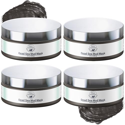 Natural Elephant Dead Sea Mud Mask - Nourishing Minerals, Gentle Cleansing - 40oz (4 x 9.9oz Jars)