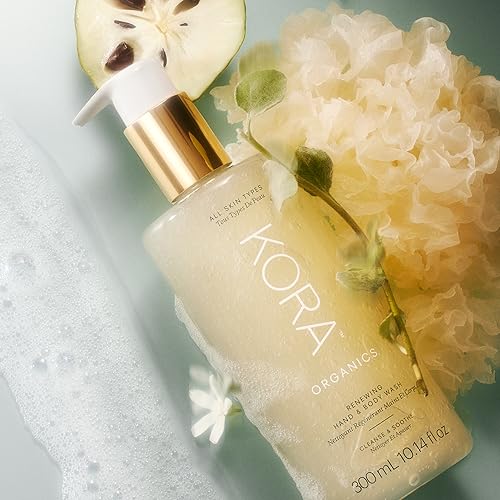 KORA Organics Body Wash - Hydrating Cleanser with Organic Botanicals, Rose Scent - 10.14 oz