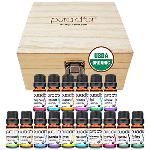 PURA D'OR Essential Oils Gift Set - 100% Pure Therapeutic Grade for Relaxation - 16x10mL