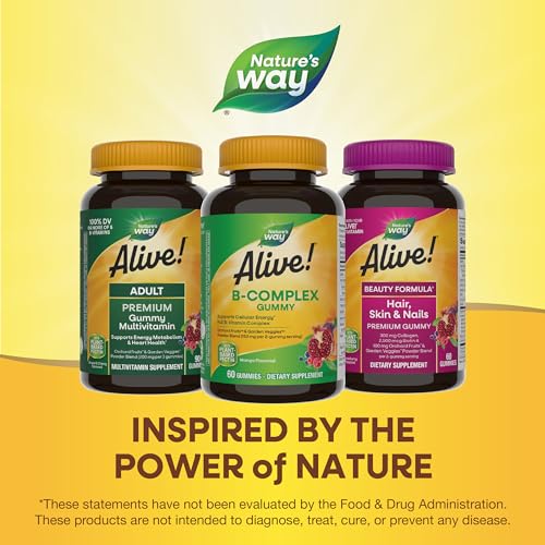 Nature's Way Alive! B-Complex Gummies - Cellular Energy Support, Vegetarian, Mango Flavor - 60 Count