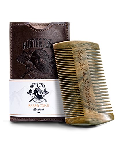 Hunter Jack Sandalwood Beard Comb - Antistatic, Portable Design, Natural Aroma - Pocket Size