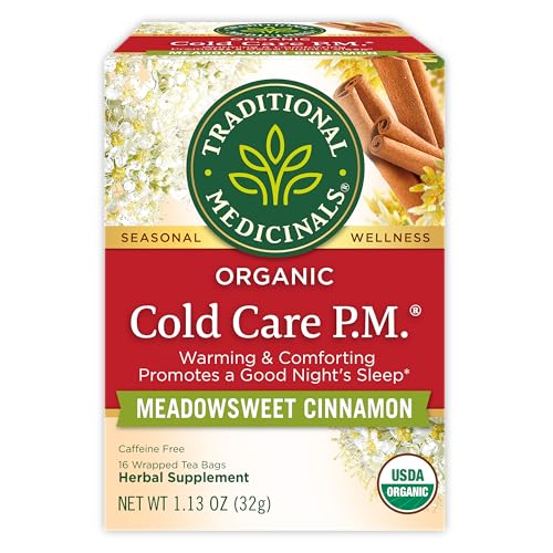 Traditional Medicinals Organic Cold Care PM Tea - Supports Sleep & Respiratory Health - 16 Bags