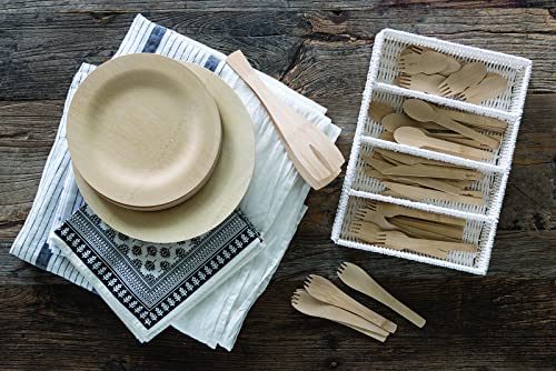 Bambu Disposable Utensils Set - 100% Natural Bamboo, Biodegradable & Compostable - Pack of 24