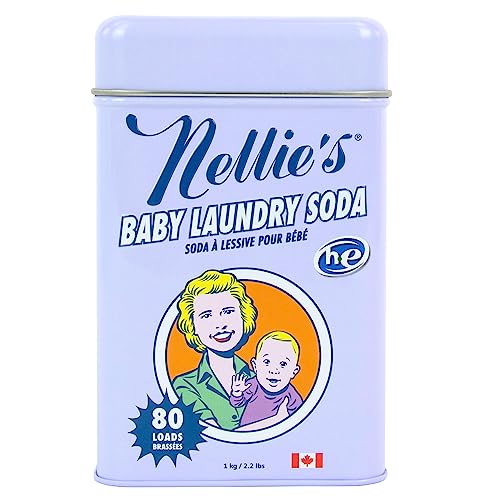 Nellie's Natural Baby Powder Laundry Detergent - Hypoallergenic, Fragrance-Free, 80 Loads - 2.2 lbs