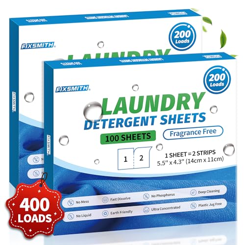 FIXSMITH Laundry Detergent Sheets - Deep Clean, Hypoallergenic, Travel-Friendly - 200 Sheets