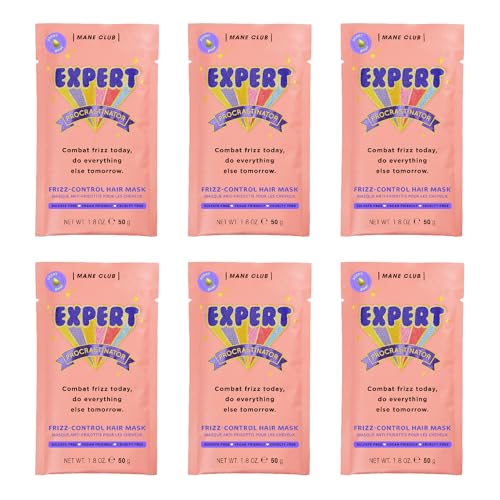 MANE CLUB Expert Procrastinator Hair Mask - Frizz Control, Hydrates, Vegan - Pear Scent, Pack of 6