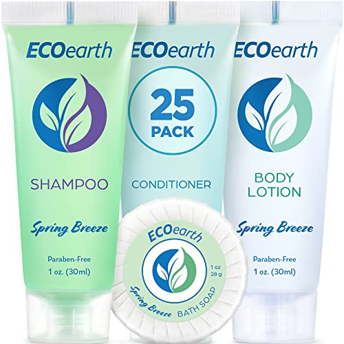 EcoEarth Hotel Toiletries Bundle - Cruelty-Free, TSA-Approved, Spa-Like Spring Breeze - 100 pcs