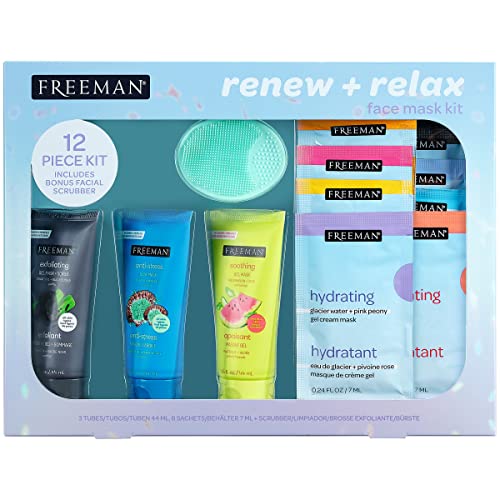 Freeman Skin Care Set - Soothing & Rejuvenating Face Masks, Cruelty Free, 12 Piece Kit