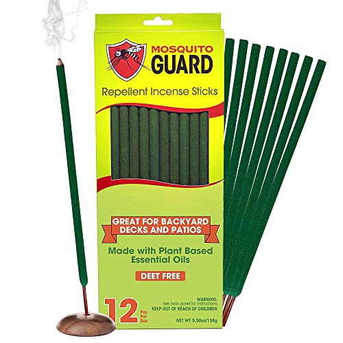 Mosquito Guard Bug Repellent Sticks - Plant-Based, DEET-Free, 2.5 Hrs Protection - 12 Sticks