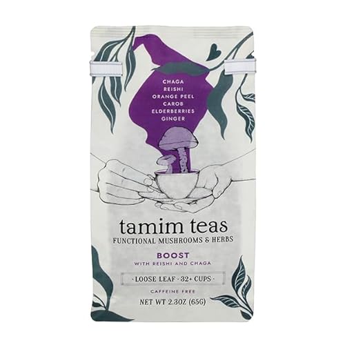 TAMIM TEAS Loose Leaf Herbal Tea - Organic Reishi & Chaga, Caffeine-Free, 2.3 oz