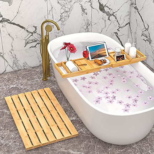 Domax Bamboo Bath Caddy Tray - Waterproof, Non-Slip Design, Adjustable Fit - 29.4 to 44.2 Inches