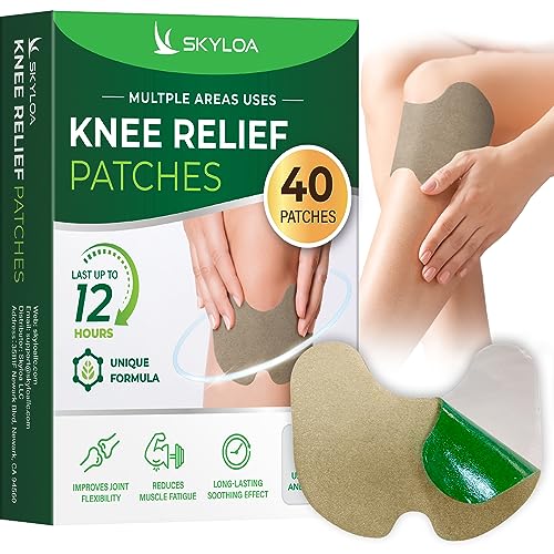 Skyloa Knee Relief Patches - Herbal Pain Relief for Joints & Muscles, Lasts Up to 12 Hrs - 40 Count