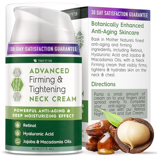 Tree to Tub Neck Firming Cream - Boosts Elasticity & Hydration, Retinol & Hyaluronic Acid - 1.7oz