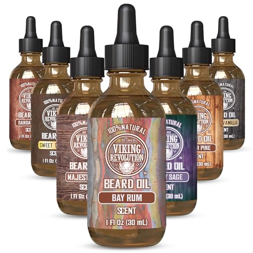 Viking Revolution Bay Rum Beard Oil - Natural Softener, Argan & Jojoba Oils - 1oz