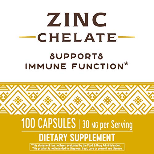 Zinc Chelate | Supports Immune Function, 30 mg per Serving, 100 Capsules