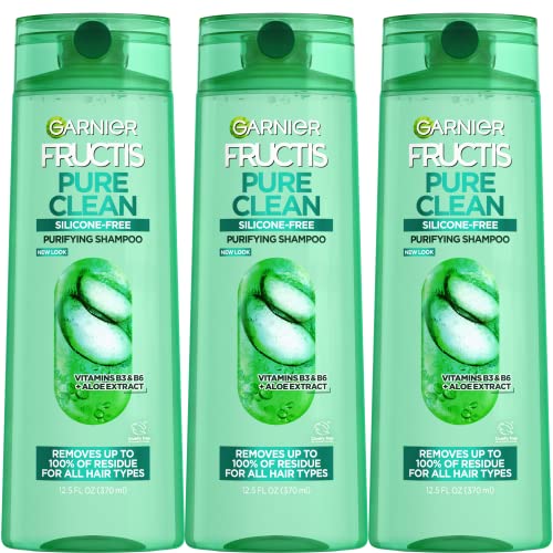 Garnier Fructis Pure Clean Shampoo - Purifies Hair, Aloe & Vitamins B3/B6 - 12.5 Fl Oz, 3 Count