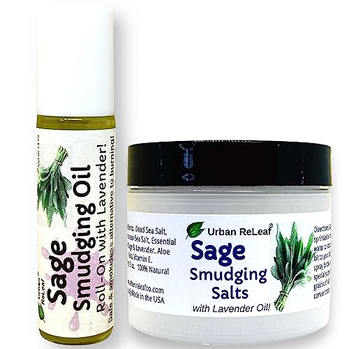 Urban ReLeaf Aromatherapy Set - Cleansing Sage & Lavender, Smokeless Roll-On & Salts - USA Made