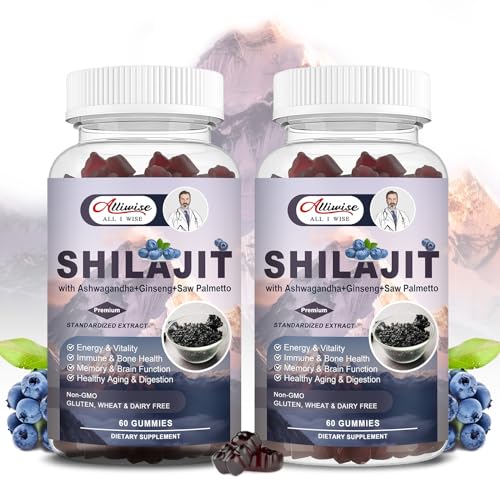 Alliwise Shilajit Gummies - Energy Boost, Immune Support, Trace Minerals - 60 Servings