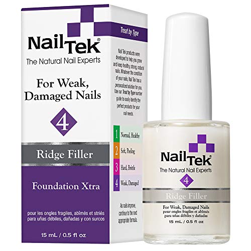 Nail Tek Foundation Xtra 4 Base Coat - Strengthens Weak Nails, Ridge Filler - 0.5 oz