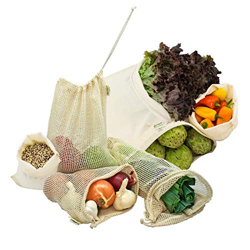 Simple Ecology Produce Bag Set - Keeps Produce Fresh, GOTS Certified Organic Fabric - 12 Bags