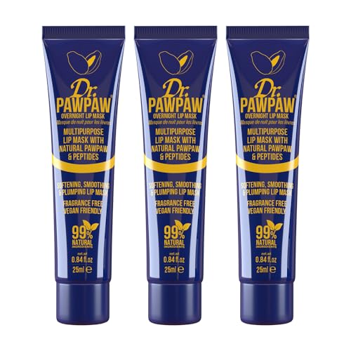 Dr.PAWPAW Overnight Lip Mask - Moisturizes & Smooths Cracked Lips, Vegan Ingredients - 3 x 25ml