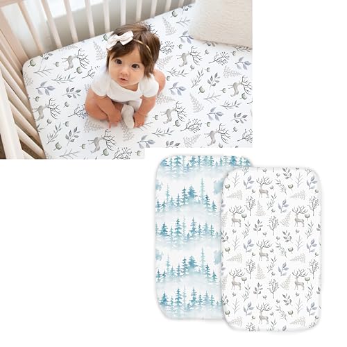 Organic Cotton Crib & Bassinet Sheet Set - Ultra Soft, Durable, GOTS Certified - 2 Bassinet, 1 Crib