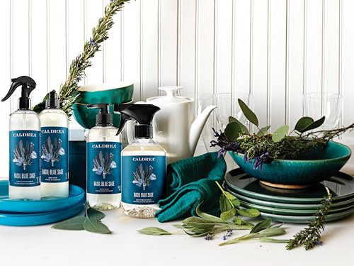 Caldrea Linen & Room Spray - Freshens Fabrics with Essential Oils, Basil Blue Sage Scent - 16 oz