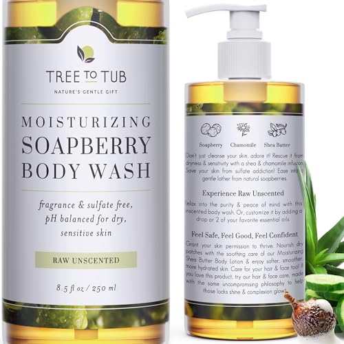 Tree to Tub Unscented Body Wash - Moisturizing, pH Balanced, Organic Aloe & Shea Butter - 16oz