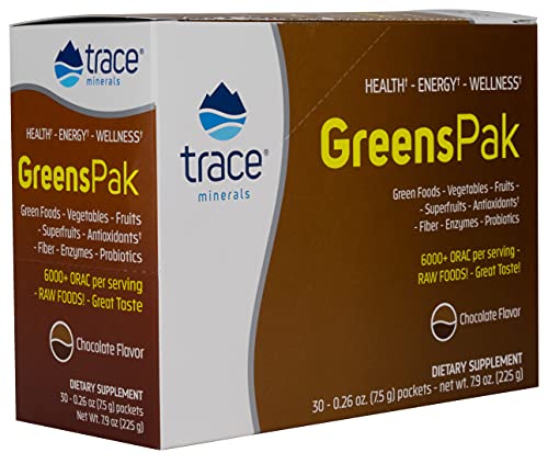 Trace Minerals Greens Pak - Supports Energy & Digestion, Chocolate Flavor - 0.26 oz