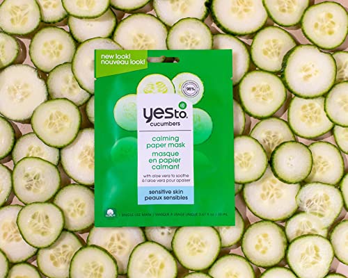 Yes To Cucumber Face Mask - Hydrates & Calms Sensitive Skin, Natural Ingredients - Pack of 3